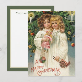 feestelijke kerstavond , weinige meiden , zeggen n notitiekaartje