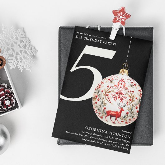 Feestelijke Kerstbal 50e Verjaardagsfeest Kaart