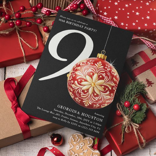 Feestelijke Kerstbal 90e Verjaardagsfeest Kaart
