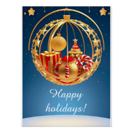 Feestelijke kerstbal display met cadeaus perfect poster