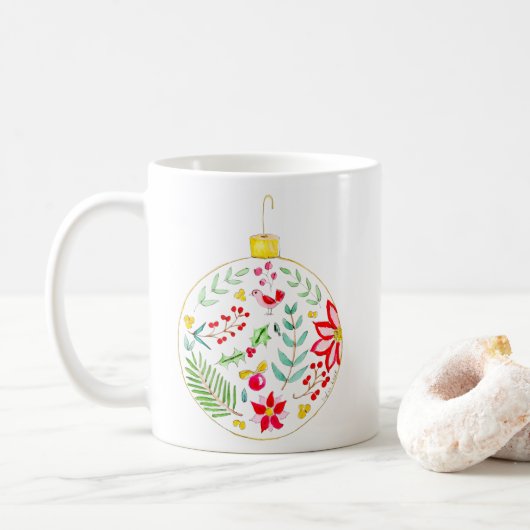 Feestelijke Kerstbal Koffiemok (Met donut)