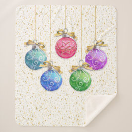 Feestelijke kerstballen & Confetti Sherpa Deken