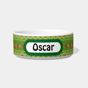 Feestelijke kerstballen gepersonaliseerde kattenba voerbakje