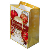 Feestelijke Kerstballen, Prettig Kerstfeest Medium Cadeauzakje (Achterkant Gekanteld)