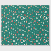 Feestelijke kerstballen & sneeuwvlokken cadeaupapier (Vlak)