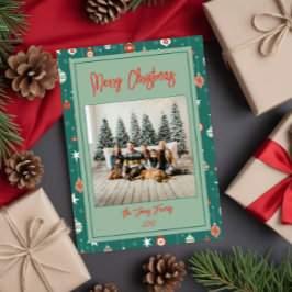 Feestelijke kerstballen & sneeuwvlokken kaart