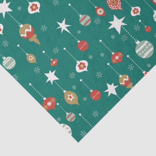 Feestelijke kerstballen & sneeuwvlokken tissuepapier (Detail)