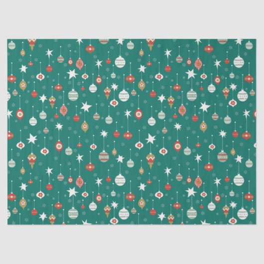Feestelijke kerstballen & sneeuwvlokken tissuepapier (Voorkant)