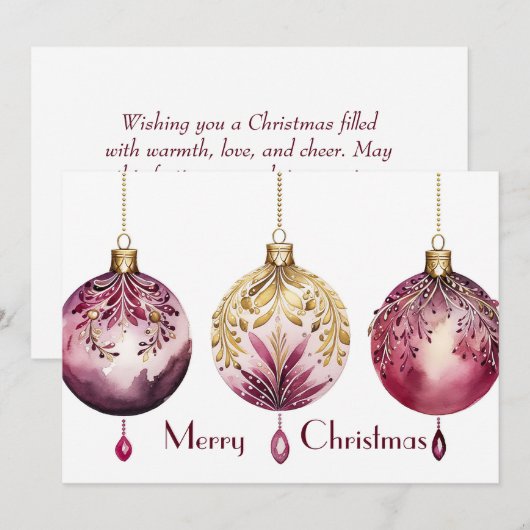 Feestelijke kerstballen Wenskaart Feestdagenkaart (Voorkant / Achterkant)