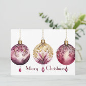 Feestelijke kerstballen Wenskaart Feestdagenkaart (Staand voorkant)