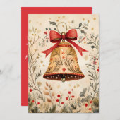 Feestelijke kerstbel Wenskaart kerstbel Feestdagenkaart (Voorkant / Achterkant)