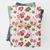 Feestelijke kerstbellen en linten Waterverf Inpakpapier Vel (In situ)