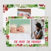 feestelijke kerstbes | Geboorteaankondiging Foto Feestdagenkaart (Voorkant / Achterkant)