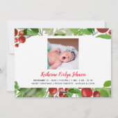 feestelijke kerstbes | Geboorteaankondiging Foto Feestdagenkaart (Achterkant)