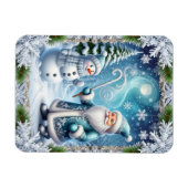Feestelijke kerstbesneeuwde scene magneet (Horizontaal)