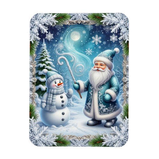 Feestelijke kerstbesneeuwde scene magneet (Verticaal)