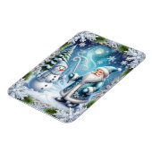 Feestelijke kerstbesneeuwde scene magneet (Linkerzijde)