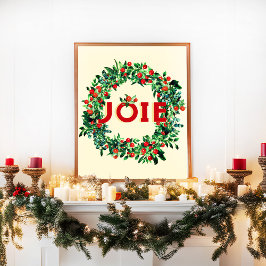 Feestelijke Kerstbessen Krans Joy Frans Poster