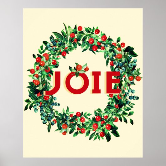 Feestelijke Kerstbessen Krans Joy Frans Poster (Voorkant)