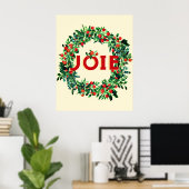 Feestelijke Kerstbessen Krans Joy Frans Poster (Thuiskantoor)