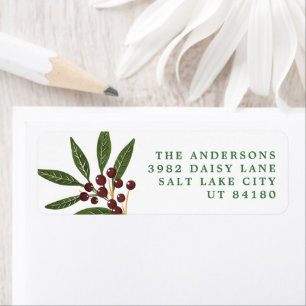 Feestelijke Kerstbessen Naam Retouradres Etiket