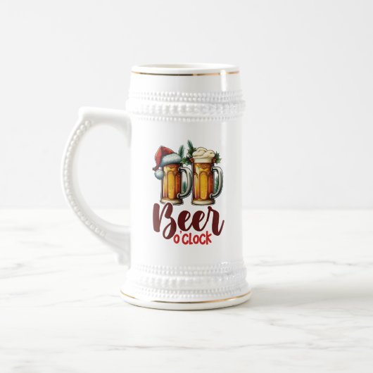 Feestelijke Kerstbier o'clock word art Bierpul (Links)