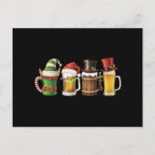 Feestelijke Kerstbierpullen in Kerstmannenhoeden Feestdagenkaart (Voorkant)