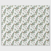 Feestelijke kerstbladeren Waterverf stijl vakantie Cadeaupapier (Vlak)