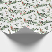 Feestelijke kerstbladeren Waterverf stijl vakantie Cadeaupapier (Hoek)