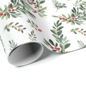 Feestelijke kerstbladeren Waterverf stijl vakantie Cadeaupapier (Rol Hoek)