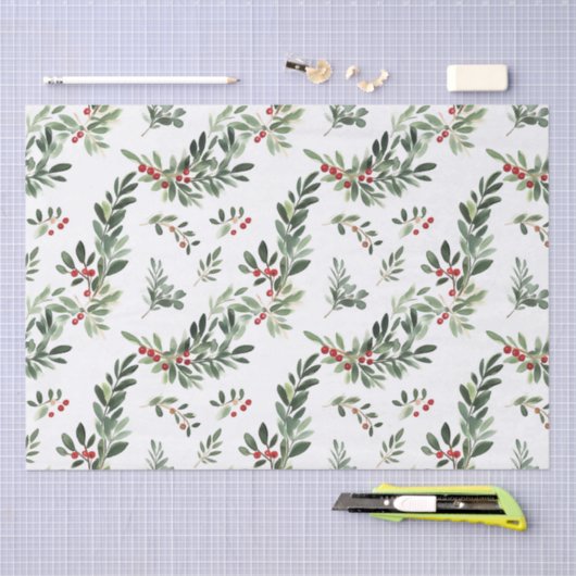 Feestelijke kerstbladeren Waterverf stijl vakantie Tissuepapier (Craft)