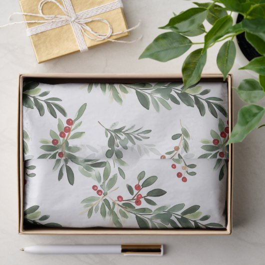 Feestelijke kerstbladeren Waterverf stijl vakantie Tissuepapier (Geschenk)