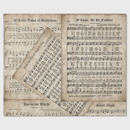 Feestelijke Kerstbladmuziek Compilatie Cadeaupapier (Vlak)