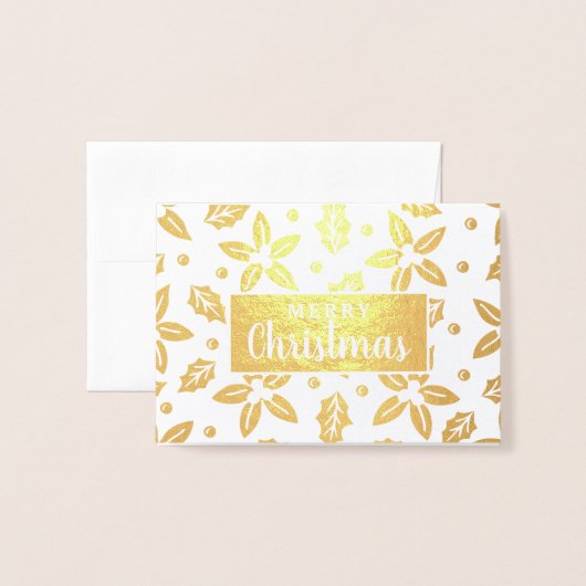 feestelijke kerstbloemen folie kaarten (Voorkant met envelop)