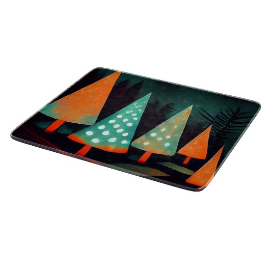 Feestelijke kerstbomen in het bos snijplank (Hoek)