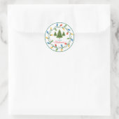 Feestelijke kerstbomen & lichtontwerp ronde sticker (Tas)