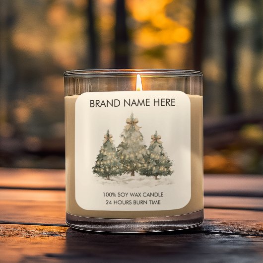 Feestelijke Kerstbomen | Moderne Kaarslabels Vierkante Sticker