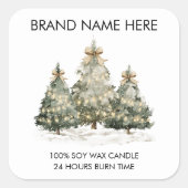 Feestelijke Kerstbomen | Moderne Kaarslabels Vierkante Sticker (Voorkant)