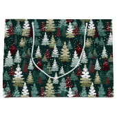 Feestelijke Kerstbomen Sneeuw Groot Cadeauzakje (Voorkant)