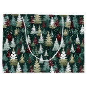 Feestelijke Kerstbomen Sneeuw Groot Cadeauzakje (Achterkant)