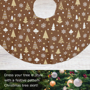 Feestelijke Kerstbomen Sneeuwvlokken Patroon Bruin Kerstboom Rok