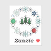 Feestelijke Kerstbomen & Sneeuwvlokken Sticker (Vel)