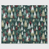 Feestelijke kerstbomen Winter Sneeuwvakantie Cadeaupapier (Vlak)