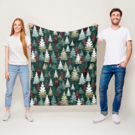 Feestelijke kerstbomen Winter Sneeuwvakantie Fleece Deken