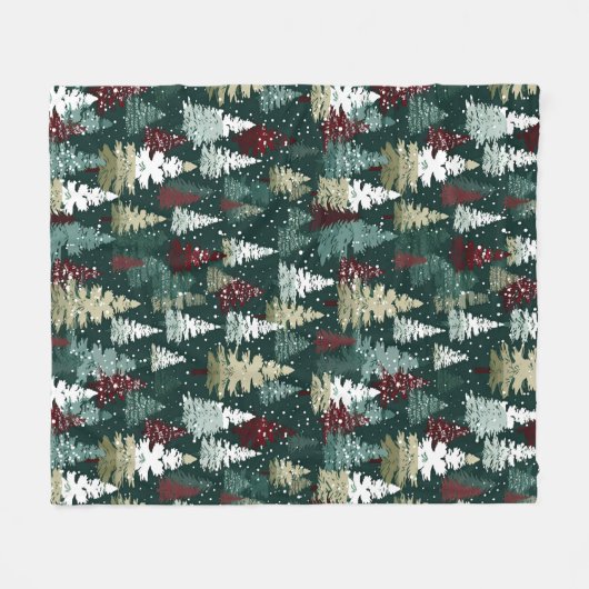 Feestelijke kerstbomen Winter Sneeuwvakantie Fleece Deken (Voorkant (Horizontaal))