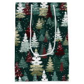 Feestelijke kerstbomen Winter Sneeuwvakantie Medium Cadeauzakje (Achterkant)