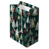 Feestelijke kerstbomen Winter Sneeuwvakantie Medium Cadeauzakje (Achterkant Gekanteld)