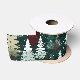 Feestelijke kerstbomen Winter Sneeuwvakantie Satijnen Lint