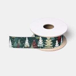 Feestelijke kerstbomen Winter Sneeuwvakantie Satijnen Lint