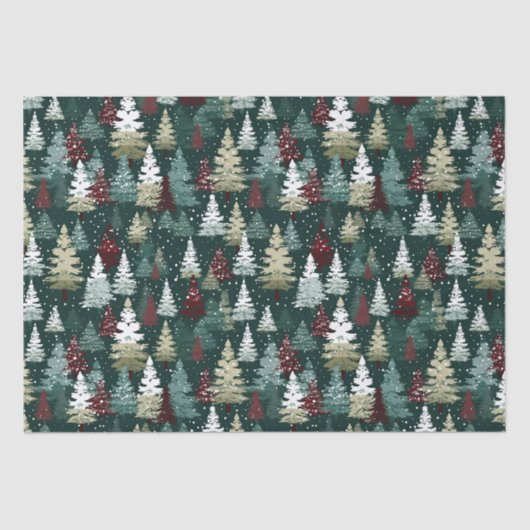 Feestelijke kerstbomen Winter Sneeuwvakantie Tissuepapier (Voorkant)